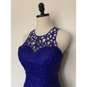💎Rich Royal 👑 Blue Beaded Gown💙